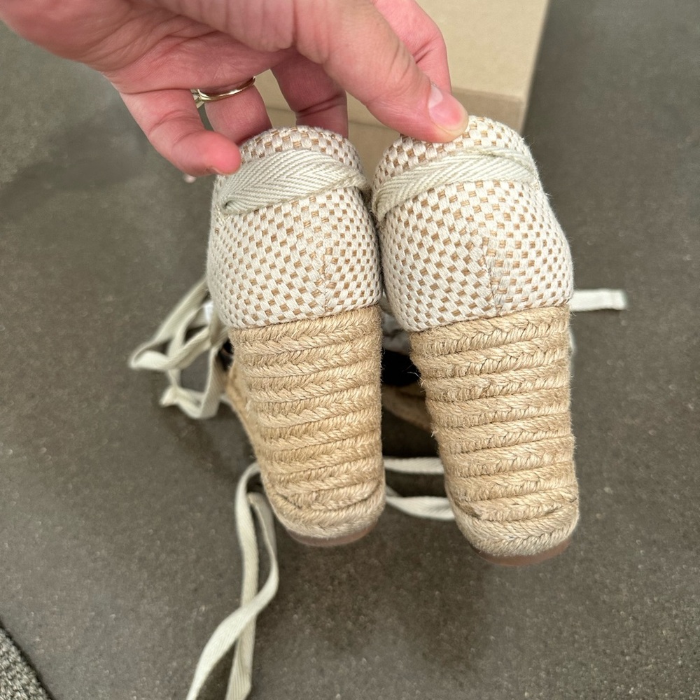 Reformation Camille Black and Cream Espadrille Wedges - Picture 6 of 7